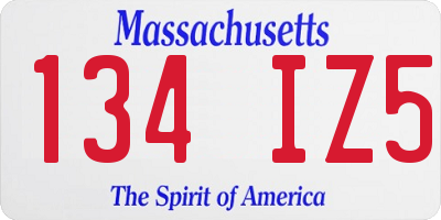 MA license plate 134IZ5