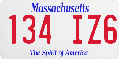 MA license plate 134IZ6