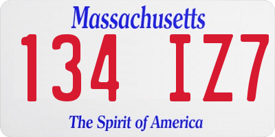 MA license plate 134IZ7