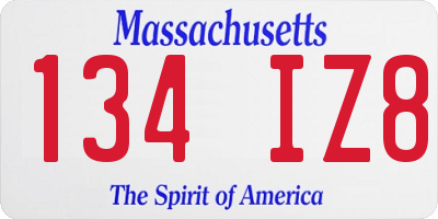 MA license plate 134IZ8