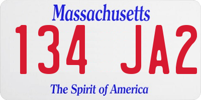 MA license plate 134JA2