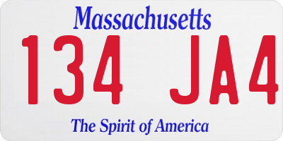 MA license plate 134JA4