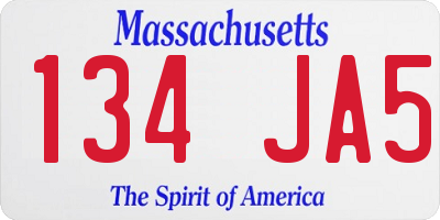 MA license plate 134JA5