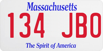 MA license plate 134JB0