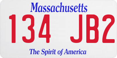 MA license plate 134JB2