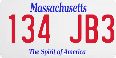 MA license plate 134JB3