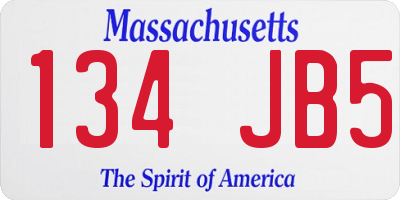 MA license plate 134JB5