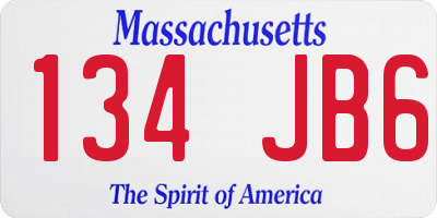 MA license plate 134JB6