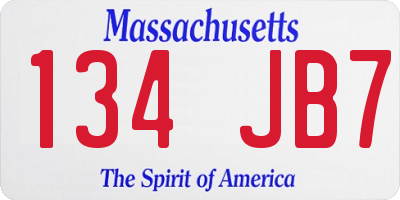 MA license plate 134JB7