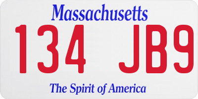 MA license plate 134JB9