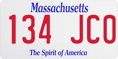 MA license plate 134JC0