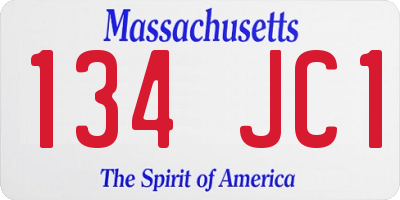 MA license plate 134JC1