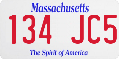 MA license plate 134JC5