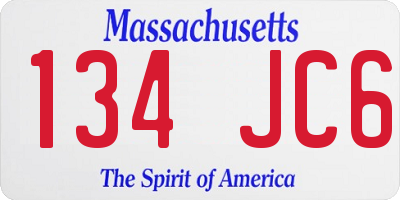 MA license plate 134JC6