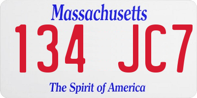 MA license plate 134JC7