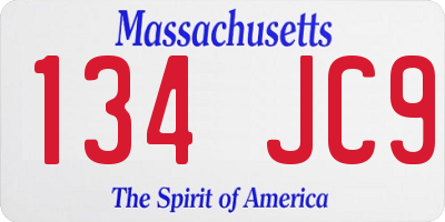 MA license plate 134JC9
