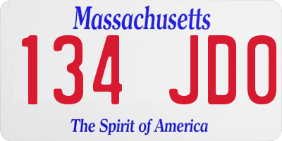 MA license plate 134JD0