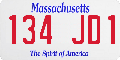 MA license plate 134JD1
