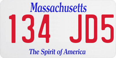 MA license plate 134JD5