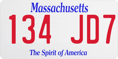 MA license plate 134JD7