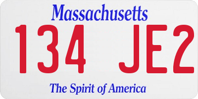 MA license plate 134JE2