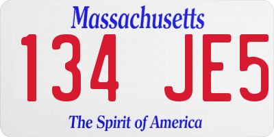 MA license plate 134JE5