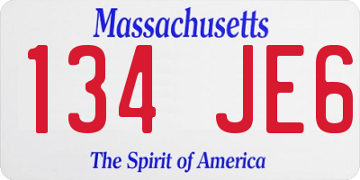 MA license plate 134JE6