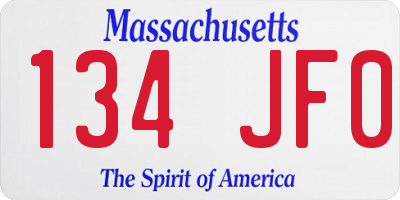 MA license plate 134JF0