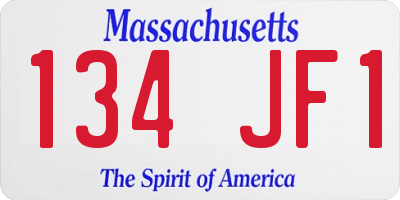 MA license plate 134JF1