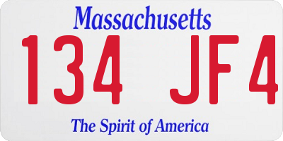 MA license plate 134JF4