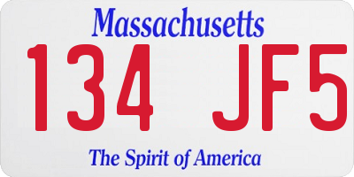 MA license plate 134JF5