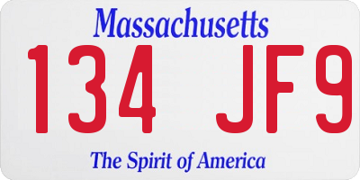 MA license plate 134JF9