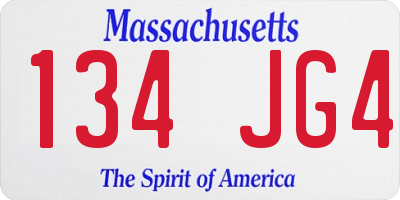 MA license plate 134JG4
