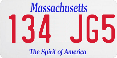 MA license plate 134JG5