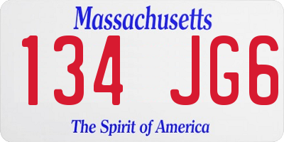 MA license plate 134JG6