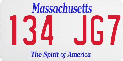 MA license plate 134JG7