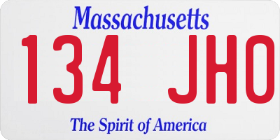 MA license plate 134JH0
