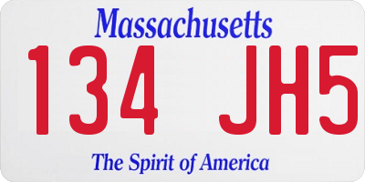 MA license plate 134JH5