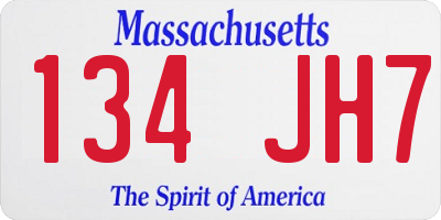 MA license plate 134JH7
