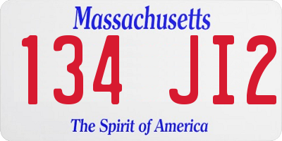 MA license plate 134JI2