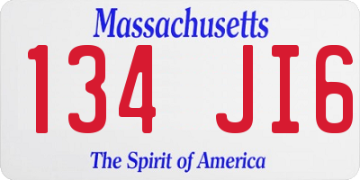 MA license plate 134JI6