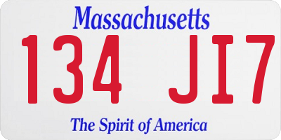 MA license plate 134JI7
