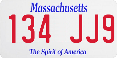MA license plate 134JJ9