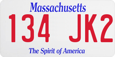 MA license plate 134JK2