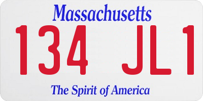MA license plate 134JL1