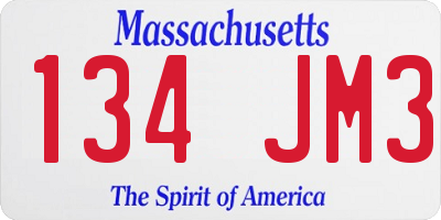 MA license plate 134JM3