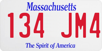 MA license plate 134JM4
