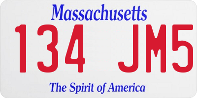 MA license plate 134JM5