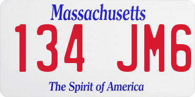 MA license plate 134JM6
