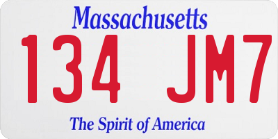 MA license plate 134JM7